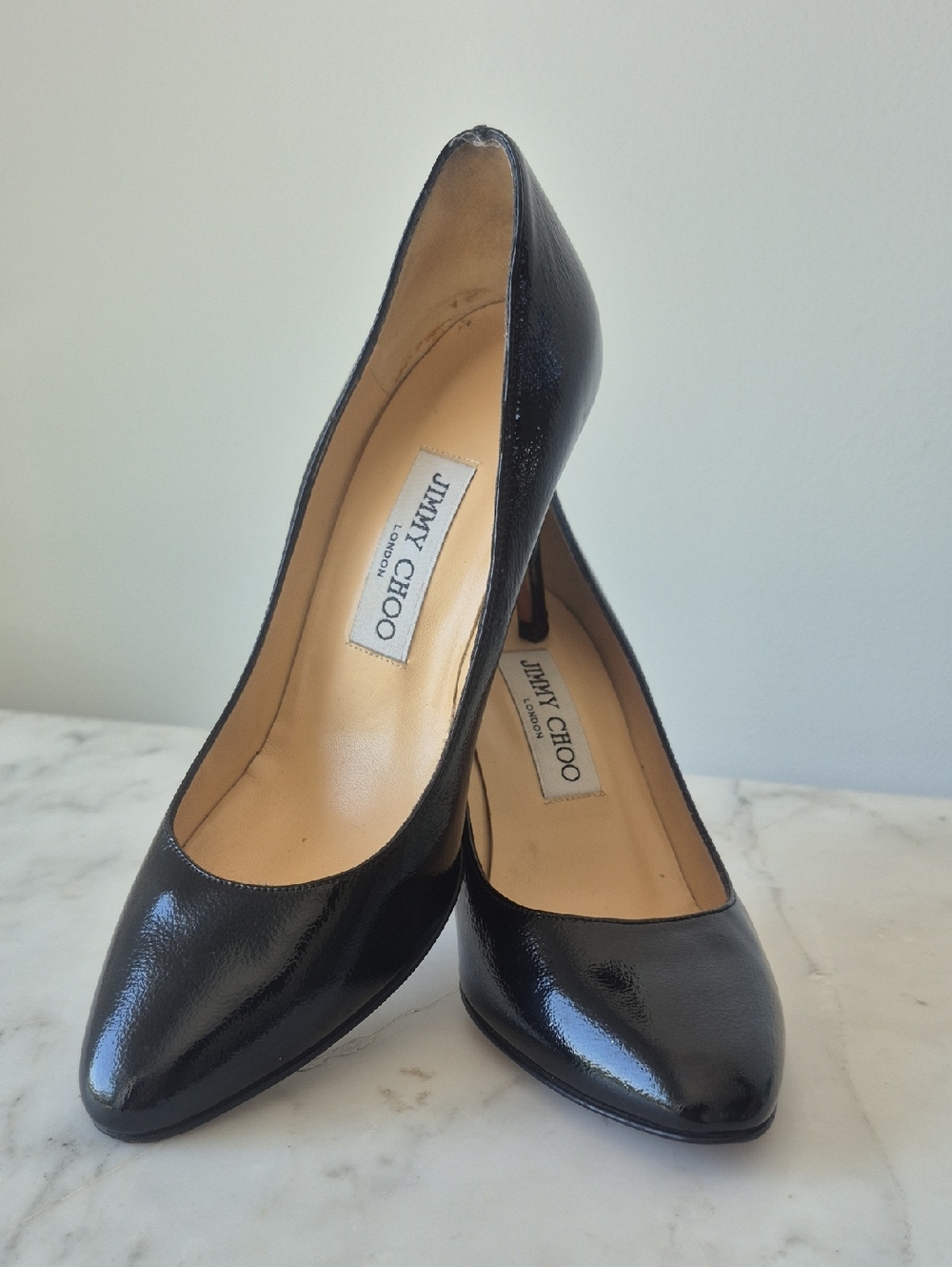 Jimmy Choo Black Patent Leather Pointed-Toe Pumps